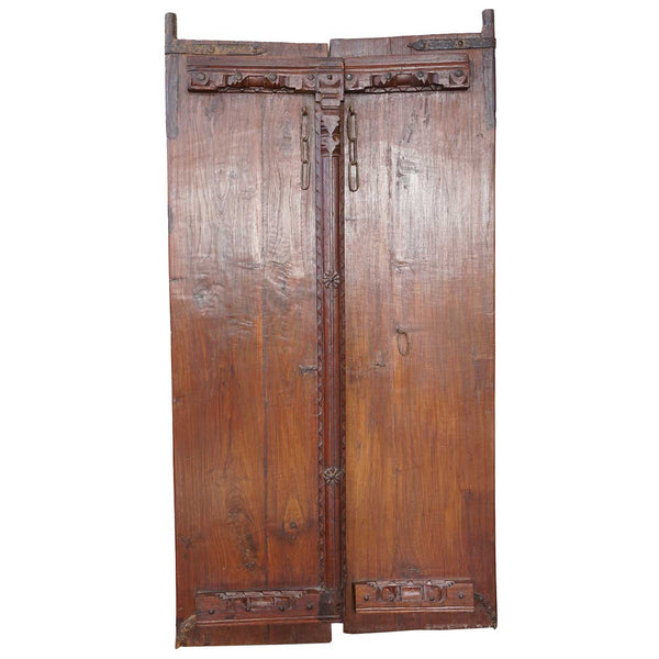 Small Indian Carved Teak Haveli Double Door