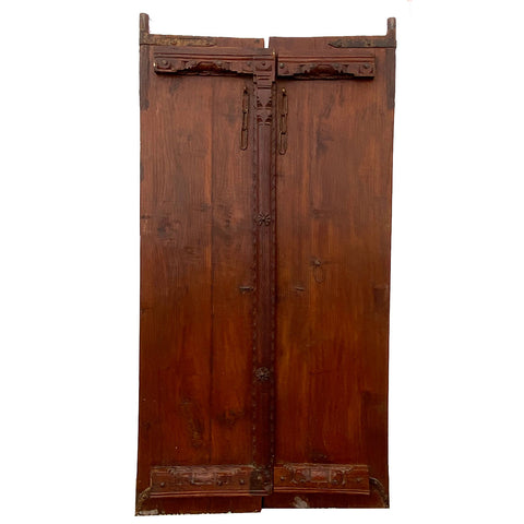 Small Indian Carved Teak Haveli Double Door