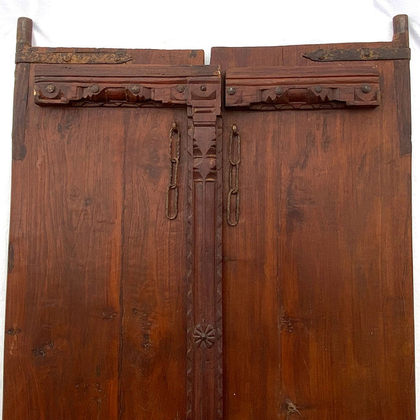 Small Indian Carved Teak Haveli Double Door