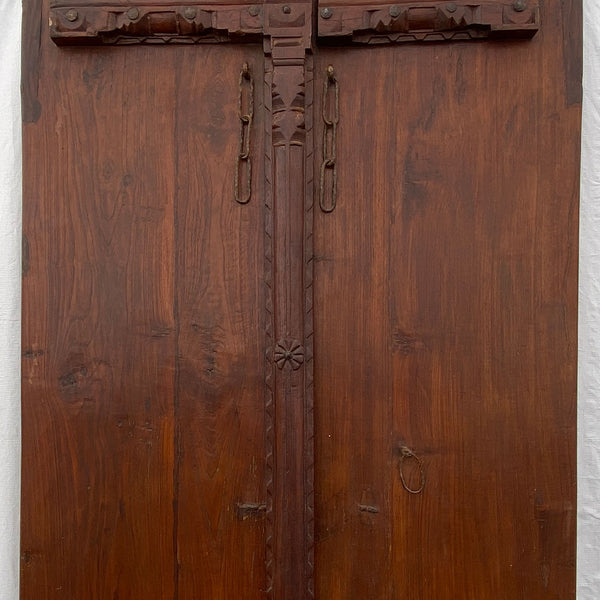 Small Indian Carved Teak Haveli Double Door