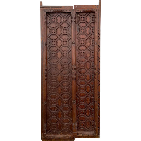 Small Indian Carved Teak Haveli Double Door