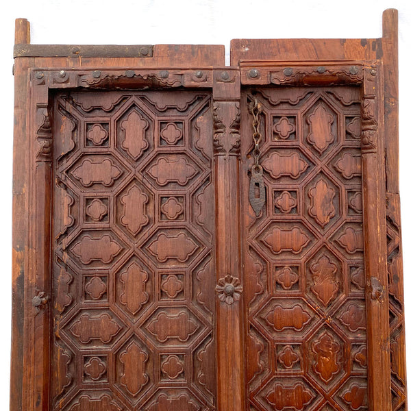 Small Indian Carved Teak Haveli Double Door