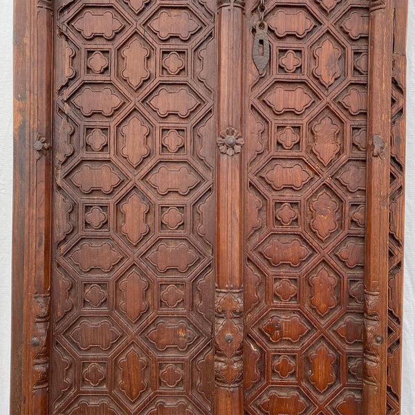 Small Indian Carved Teak Haveli Double Door