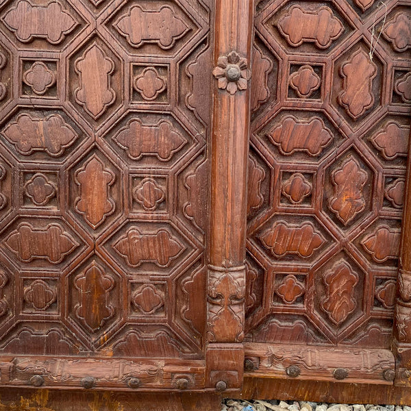 Small Indian Carved Teak Haveli Double Door