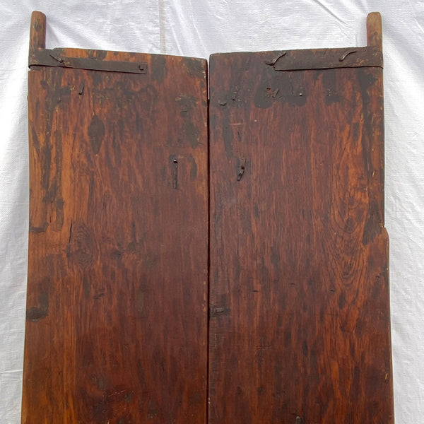 Small Indian Iron Mounted Carved Teak Haveli Double Door