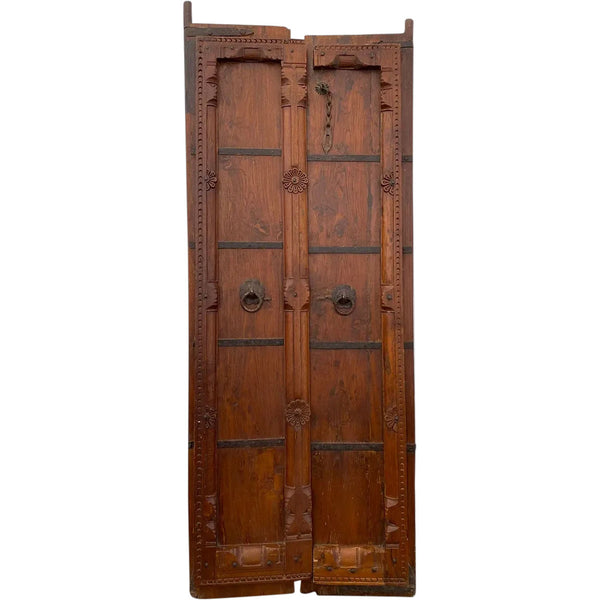 Indian Iron Mounted Carved Teak Haveli Double Door