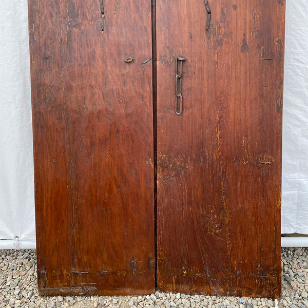 Small Indian Iron Mounted Carved Teak Haveli Double Door