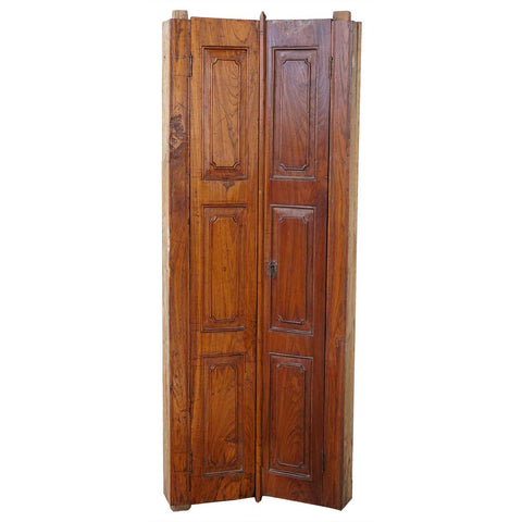 Small Indian Paneled Teak Haveli Window Shutters