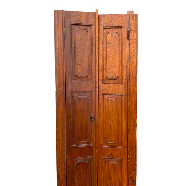 Small Indian Paneled Teak Haveli Window Shutters