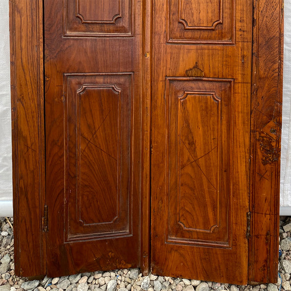 Small Indian Paneled Teak Haveli Window Shutters