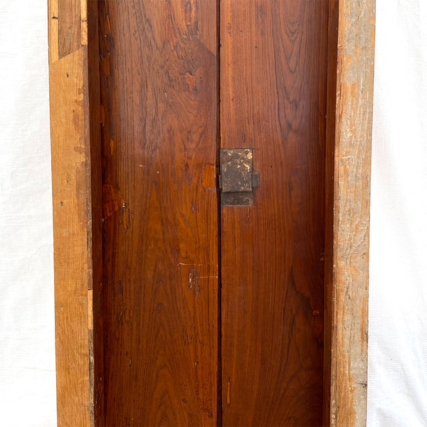 Small Indian Paneled Teak Haveli Window Shutters