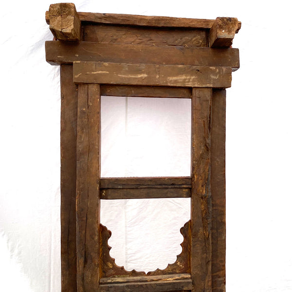 Large Indian Carved Teak Haveli Window Frame