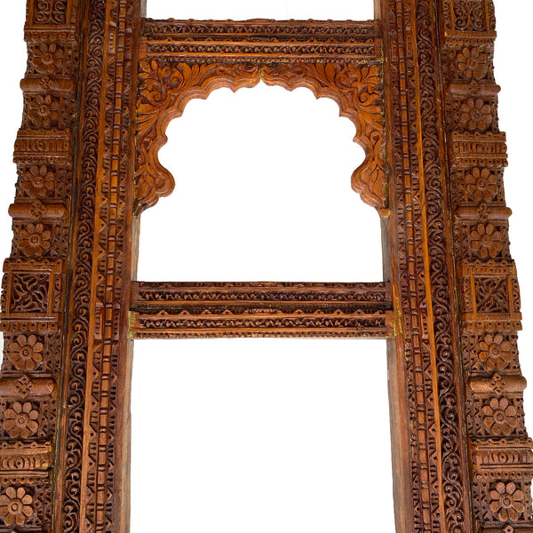 Large Indian Carved Teak Haveli Window Frame