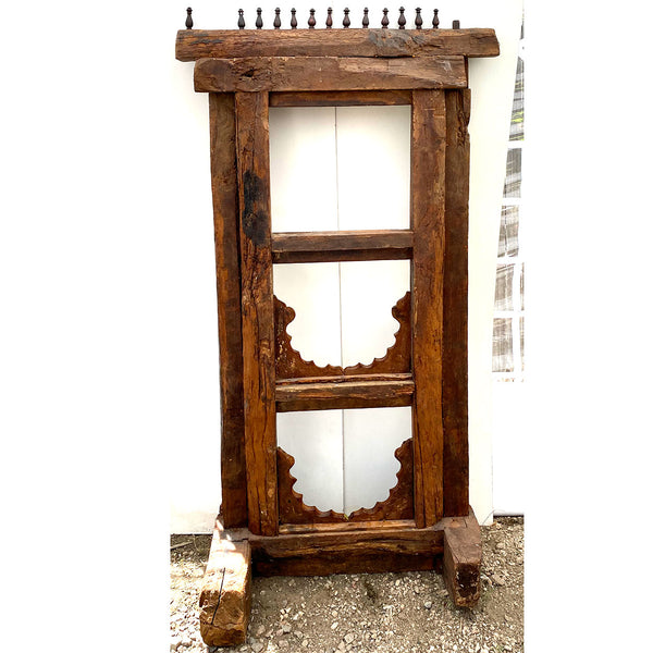 Large Indian Carved Teak Haveli Window Frame