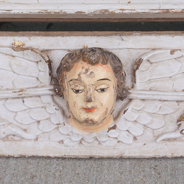 Indo-Portuguese Baroque Painted Teak Architectural Putti Cornice