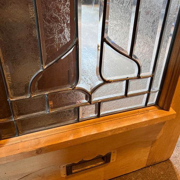 American Prairie School Zinc, Beveled Glass and Painted Pine Single Exterior Door