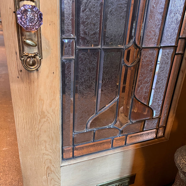 American Prairie School Zinc, Beveled Glass and Painted Pine Single Exterior Door