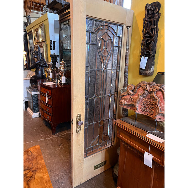 American Prairie School Zinc, Beveled Glass and Painted Pine Single Exterior Door
