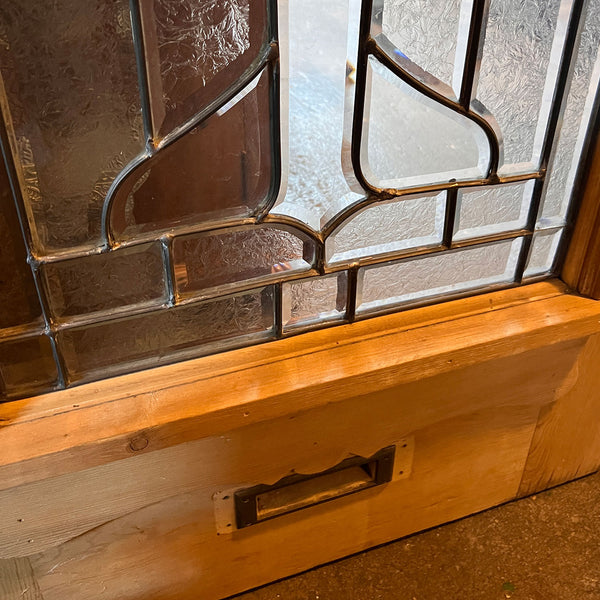 American Prairie School Zinc, Beveled Glass and Painted Pine Single Exterior Door