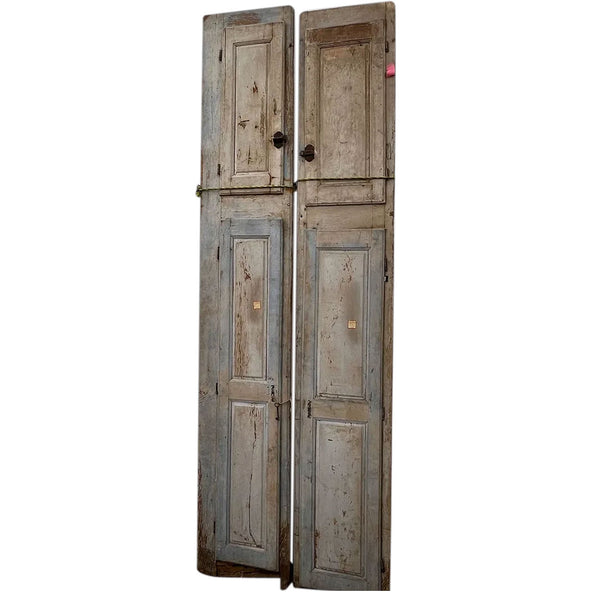 Large French Provincial Blue Painted Oak Cabinet Double Door