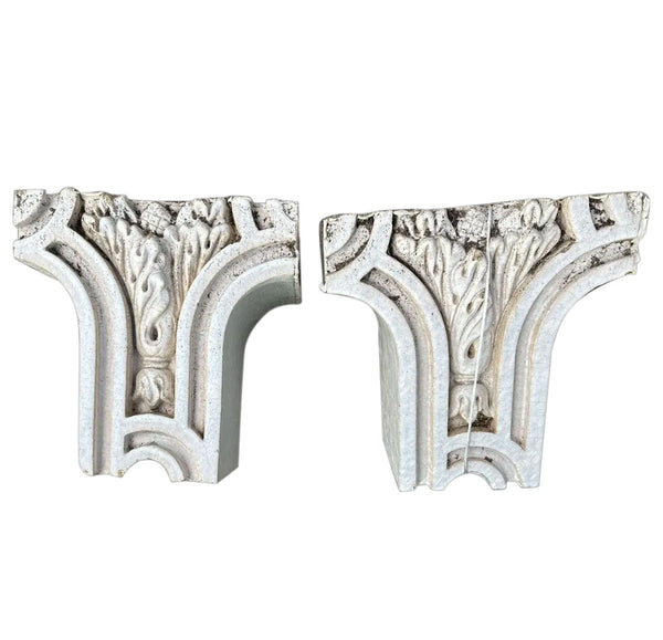 Pair American Belmar Mansion White Glazed Terracotta Architectural Fragments