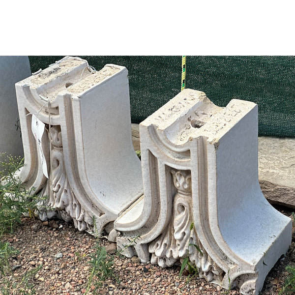 Pair American Belmar Mansion White Glazed Terracotta Architectural Fragments