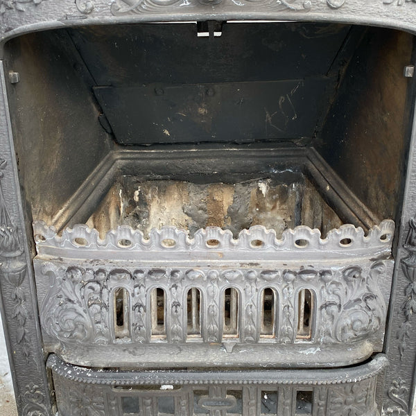 American Neoclassical Cast Iron Coal Fireplace Insert