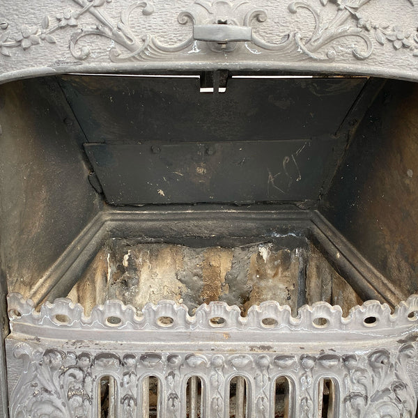 American Neoclassical Cast Iron Coal Fireplace Insert