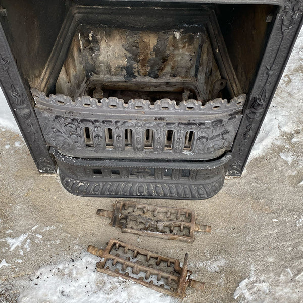 American Neoclassical Cast Iron Coal Fireplace Insert