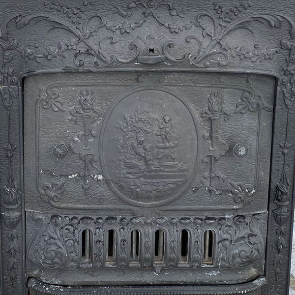 American Neoclassical Cast Iron Coal Fireplace Insert