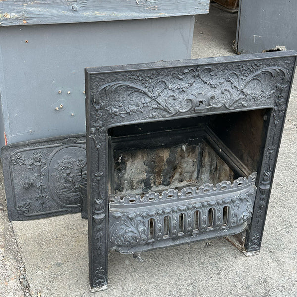 American Neoclassical Cast Iron Coal Fireplace Insert