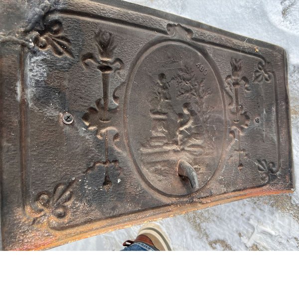 American Neoclassical Cast Iron Coal Fireplace Insert