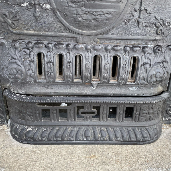 American Neoclassical Cast Iron Coal Fireplace Insert