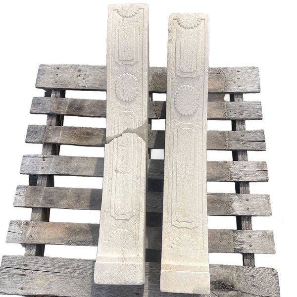 Pair French Louis XVI Limestone Fireplace Legs