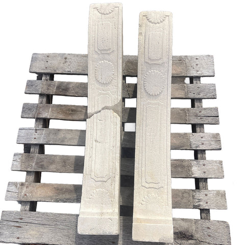 Pair French Louis XVI Limestone Fireplace Legs