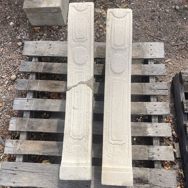 Pair French Louis XVI Limestone Fireplace Legs