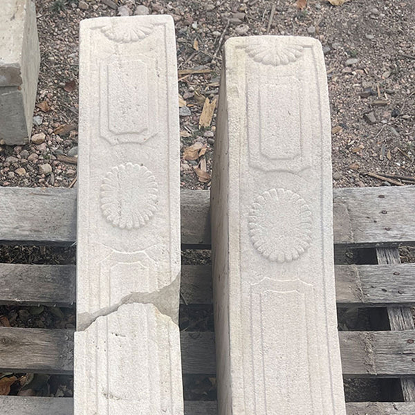 Pair French Louis XVI Limestone Fireplace Legs