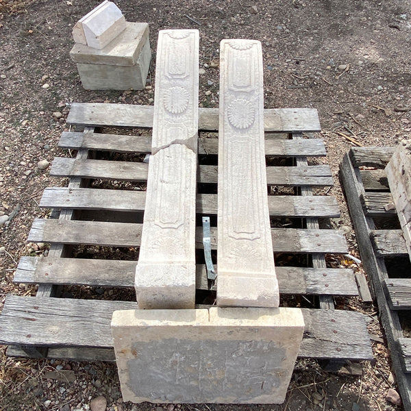 Pair French Louis XVI Limestone Fireplace Legs