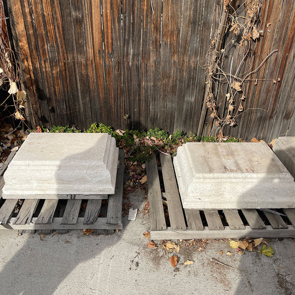 Lot 0430 | Pair of French Travertine Stone Square Architectural Pedestal Bases