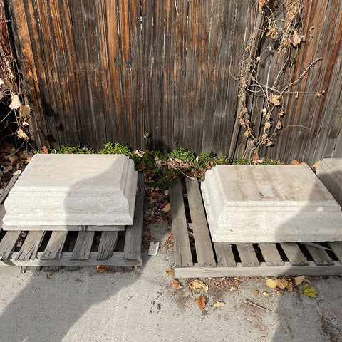 Lot 0430 | Pair of French Travertine Stone Square Architectural Pedestal Bases