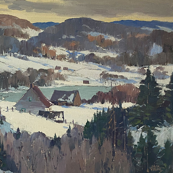 JACK YOUNG Oil on Canvas Board Painting, Winter in the Laurentians