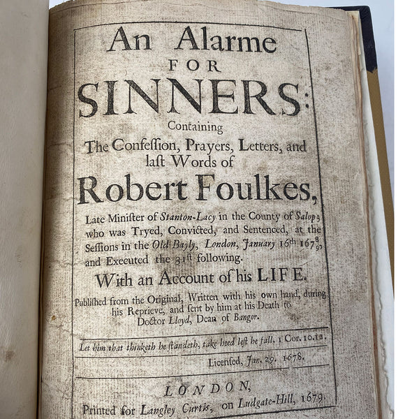 Book: An Alarme for Sinners...Last Words of Robert Foulkes
