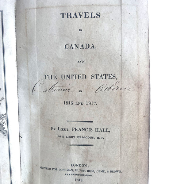 First Edition Book: Travels in Canada, and the United States in 1816 and 1817 by Francis Hall
