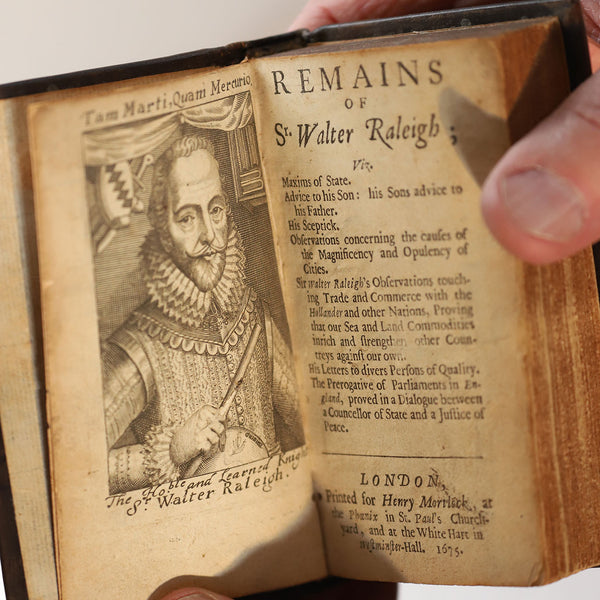 Rare Leather Book: Remains of Sir Walter Raleigh
