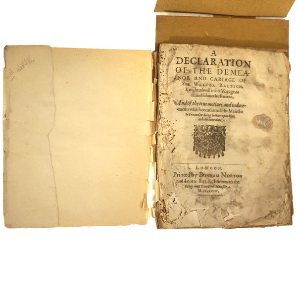 Rare 1st Edition Book: A Declaration of the Demeanor by Sir Walter Raleigh & Francis Bacon