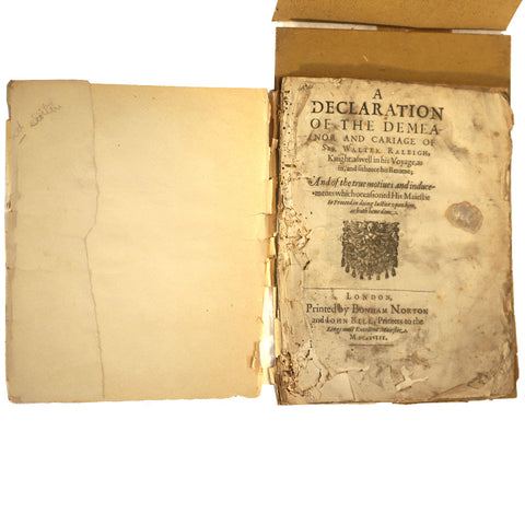 Rare 1st Edition Book: A Declaration of the Demeanor by Sir Walter Raleigh & Francis Bacon