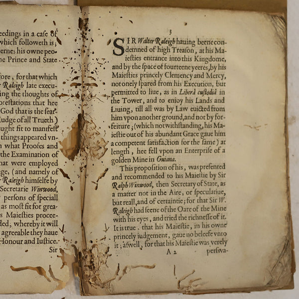 Rare 1st Edition Book: A Declaration of the Demeanor by Sir Walter Raleigh & Francis Bacon