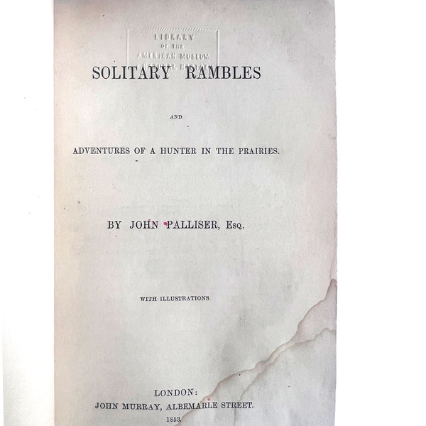 Book: Solitary Rambles and Adventures of a Hunter by John Palliser