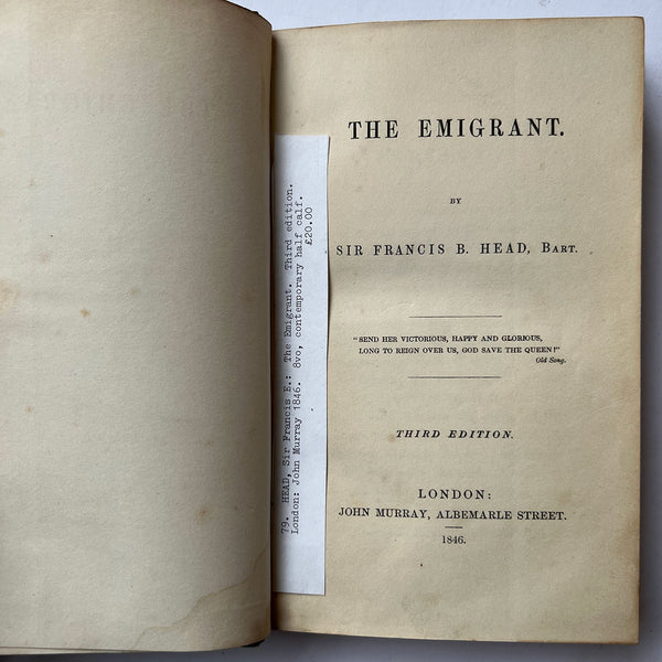 Leather Book: The Emigrant by Sir Francis Bond Head