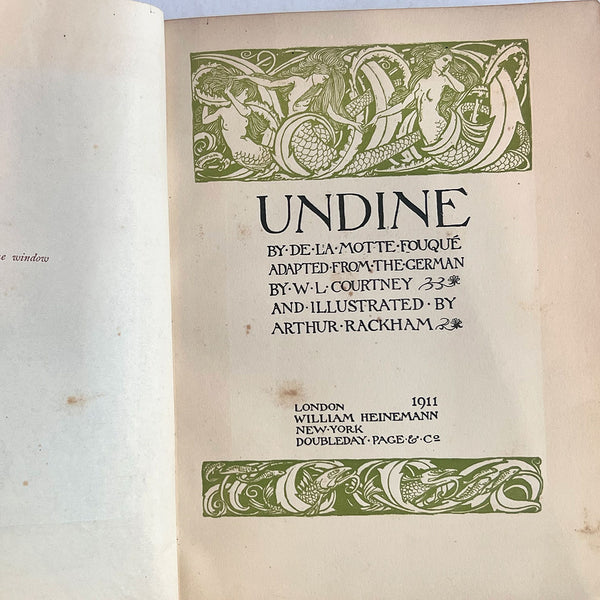 Book: Undine by F. de la Motte, W. L. Courtney and Illustrator Arthur Rackham